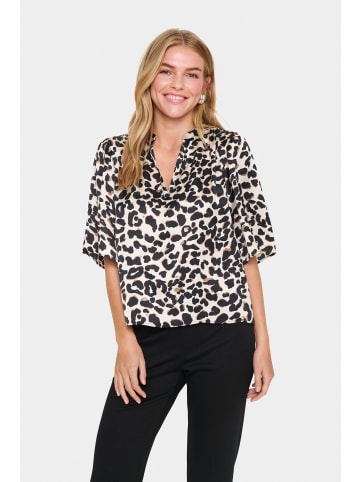 SAINT TROPEZ Kurzarm-Bluse SafinaSZ Gerade Passform in Soft Regular Leopard