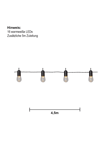 STAR Trading LED Lichterkette ,Small Hooky, outdoor, Netzbetrieb, warmweiß, 450cm