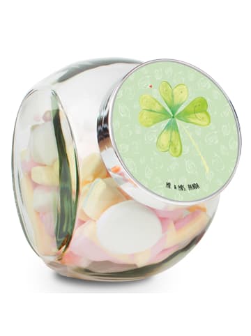 Mr. & Mrs. Panda Süßigkeiten Glas Blume Kleeblatt ohne Spruch in Blattgrün