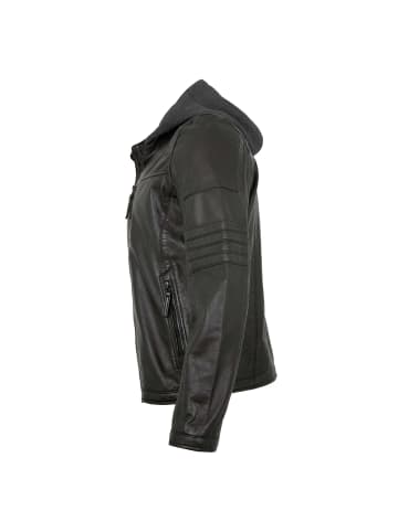 JILANI Lederjacke Kapuze Lammnappa in Schwarz