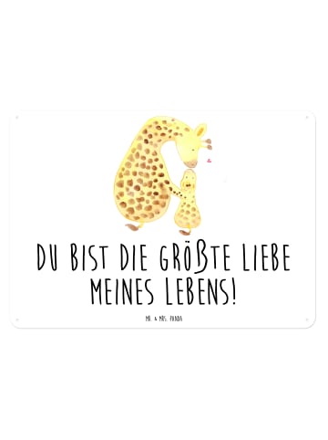 Mr. & Mrs. Panda Blechschild Giraffe Kind mit Spruch in Weiß