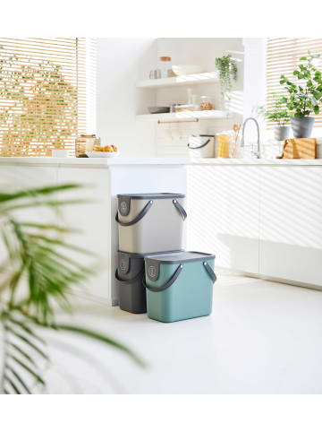 Rotho Albula Mülltrennungssystem 25l für die Küche in Dunkelgrün