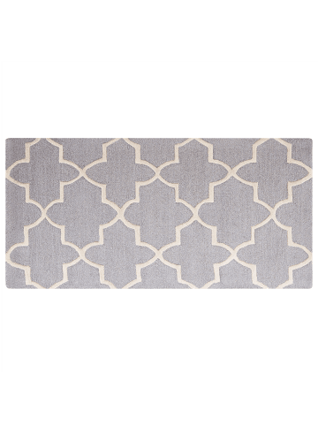 Beliani Kurzflor SILVAN in Grau/Weiß - (W) 80 x (H) 2 x (L) 150 cm