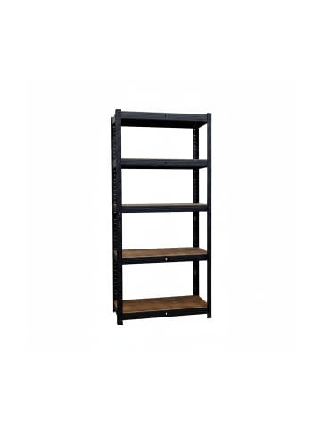 relaxdays Schwerlastregal in Schwarz/ Braun - (B)75 x (H)150 x (T)30 cm