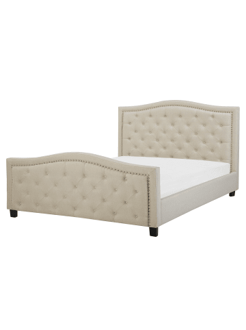 Beliani Doppelbett AUREL in Beige - (W) 174 x (H) 144 x (L) 216 cm