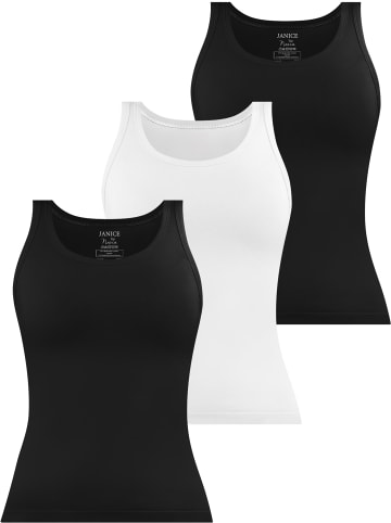 Janice 3 x Damen Top Nazca in Schwarz/Weiß/Schwarz