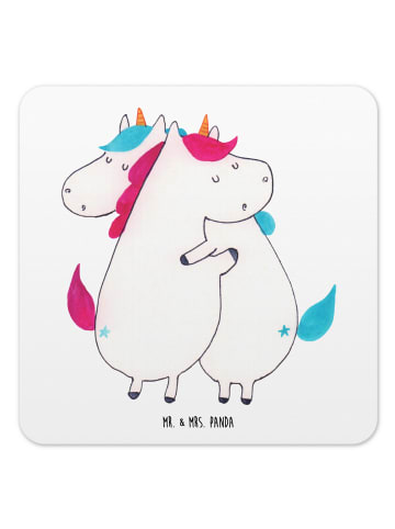 Mr. & Mrs. Panda Coaster Einhörner Umarmen ohne Spruch in Weiß