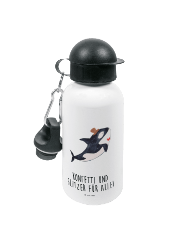 Mr. & Mrs. Panda Kindertrinkflasche Orca Zylinder mit Spruch in Weiß