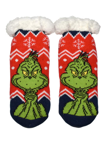 The Grinch The Grinch Hüttensocken Haussocken Kuschelsocken Socken in blau/rot