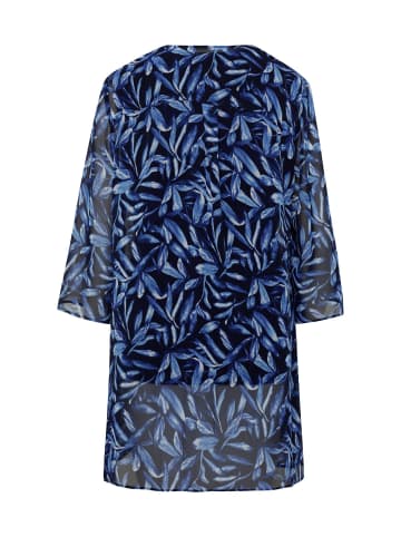 GOLDNER Kurzgröße:  Set aus elegant bedruckter Chiffonhülle mit Top in mitternachtsblau / royalblau / gemustert