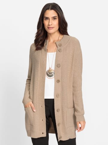 WITT WEIDEN Ajour-Strickjacke in beige-ecru-meliert