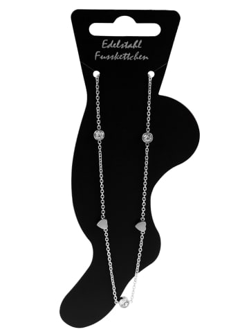 Adeliás Damen Fußkettchen – Herz aus Edelstahl in silber
