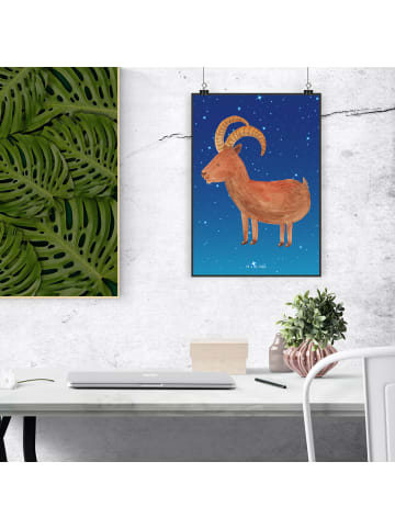 Mr. & Mrs. Panda Wandbild Sternzeichen Steinbock ohne Spruch in Sternenhimmel Blau