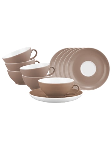 Seltmann Weiden 6er Set Teetassen mit Untertassen Liberty Pure Colors 140 ml in Cocoa Brown