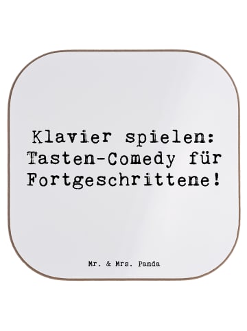 Mr. & Mrs. Panda Holz Untersetzer Spruch Klavier Tasten mit Spruch in Weiß