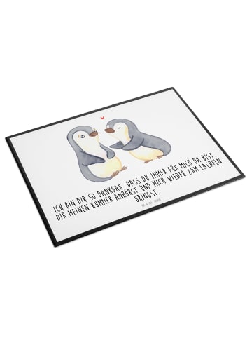 Mr. & Mrs. Panda Schreibtischunterlage Pinguine trösten mit Spruch in Weiß