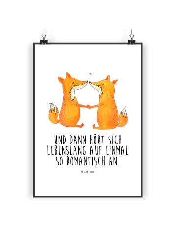 Mr. & Mrs. Panda Poster Füchse Liebe mit Spruch in Weiß