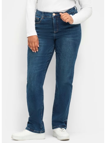 sheego Gerade Jeans in dark blue denim