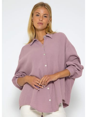 SASSYCLASSY Ultra Oversize Musselin-Blusenhemd kürzere Variante in Violett