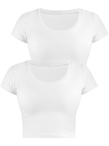 Janice 2 x Damen crop T-Shirt Nantes in Weiß