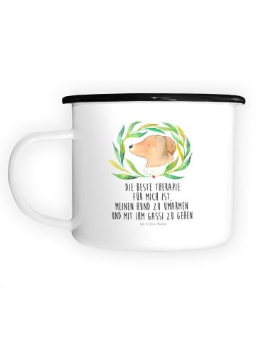 Mr. & Mrs. Panda Camping Tasse Hund Blumen mit Spruch in Weiß