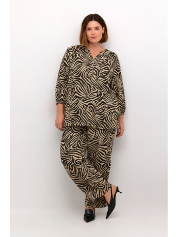 KAFFE curve Langarm-Bluse KCmille in Chinchilla/Black Animal Print
