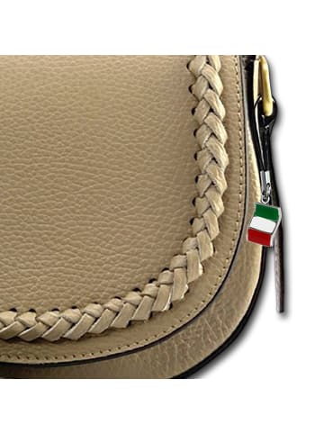 Florence Florence Schultertasche, Umhängetasche Leder taupe, beige ca. 21cm