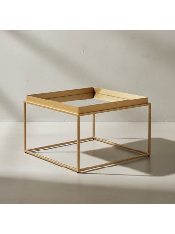 KADIMA DESIGN Couchtisch Glas Metall 60x60x41 cm Sofatisch Verspiegelt, Design