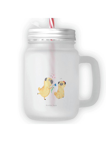 Mr. & Mrs. Panda Glas Mops Verliebt ohne Spruch in Transparent
