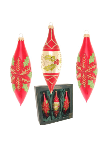 Krebs Glas Lauscha 3er-Set: Baumschmuck-Glasornament in Rot