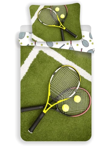 JERRY FABRICS Sport Bettwäsche Wendemotiv Tennis Bettdecke 140 x 200 cm 100% Baumwolle