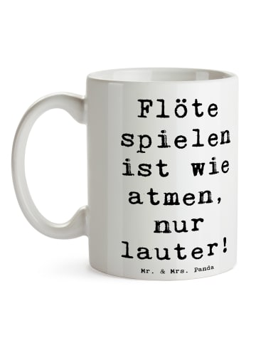 Mr. & Mrs. Panda Kaffeetasse Spruch Flöte Atem mit Spruch in Weiß