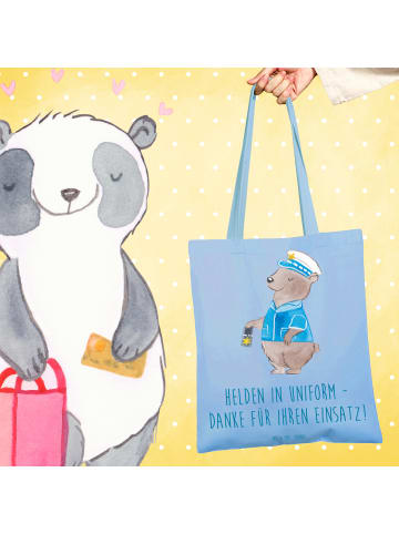 Mr. & Mrs. Panda Shopping Tasche Polizist Held mit Spruch in Sky Blue