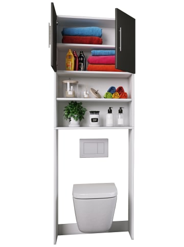 VCM  Holz WC Toilette Regal Überbauschrank Totas in Weiß / Schwarz