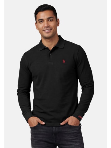U.S. Polo Assn. Longsleeve USJayson – Herren Langarm Poloshirt mit Logo-Stickerei in Schwarz