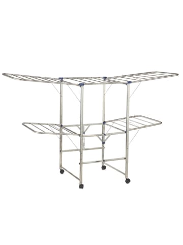 relaxdays Wäscheständer in Silber - (B)185,5 x (H)111 x (T)53 cm