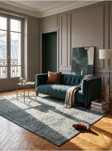 KADIMA DESIGN Kurzflor-Teppich waschbar VERNANTE Blumenfeld Wohnzimmer in Grün-Grau