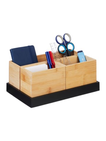 relaxdays 4-tlg. Bambus Organizer Set in Natur/ Schwarz