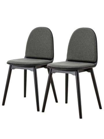 home24 home24 Polsterstuhl 2er-Set aus Webstoff & lackierter Eiche in Anthrazit, 43 x 82 x 46 cm in Anthrazit