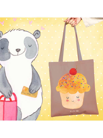 Mr. & Mrs. Panda Jutebeutel Cupcake ohne Spruch in Braun Pastell