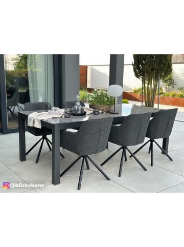 home24 home24 Gartenstuhl 2er-Set aus pulverbeschichtetem Stahl & Webstoff in Schwarz & Grau - 61 x 86 x 61 cm in Schwarz / Grau