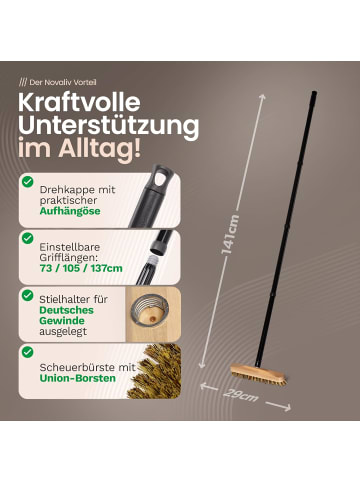 Novaliv Novaliv 4X Schrubber aus Holz mit Union Borsten und Steckstiel viertei in Braun