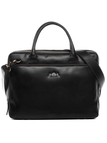 SID & VAIN Leder-Laptoptasche 15" echt Leder Aktentasche 15 Zoll Laptop Fach schwarz in schwarz