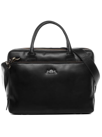 SID & VAIN Leder-Laptoptasche 15" Leder Businesstasche Unisex RYAN in schwarz