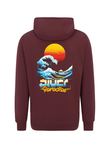 OLDSKULL Hoodie Retro Pixel Wave Logo Graphic in Burgundy