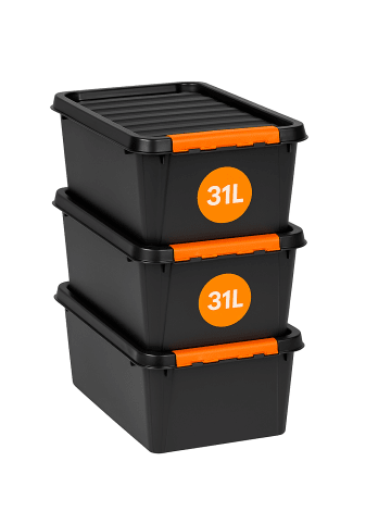SmartStore 3er-Set Aufbewahrungsbox Pro Schwarz 31L
