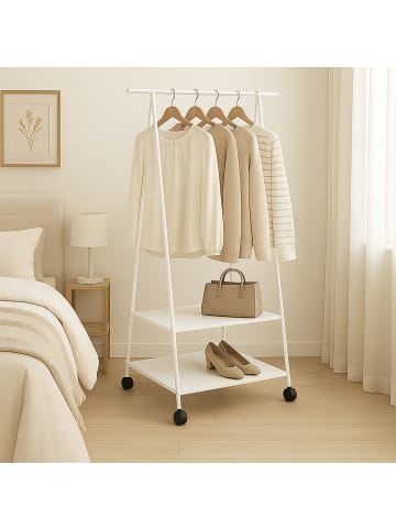 relaxdays Kleiderständer in Weiß - (B)55 x (H)160 x (T)42 cm