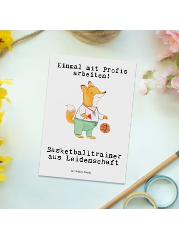 Mr. & Mrs. Panda Grußkarte Basketballtrainer Leidenschaft mit Sp... in Weiß