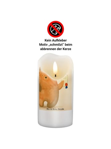 Mr. & Mrs. Panda Wachskerze Bär Prüfung Design mit Spruch in Weiß