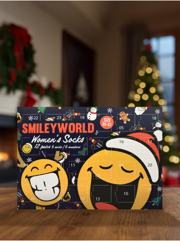 Smiley World Smileyworld Socken Adventskalender mit 12 Paar kurz und lang in Mehrfarbig